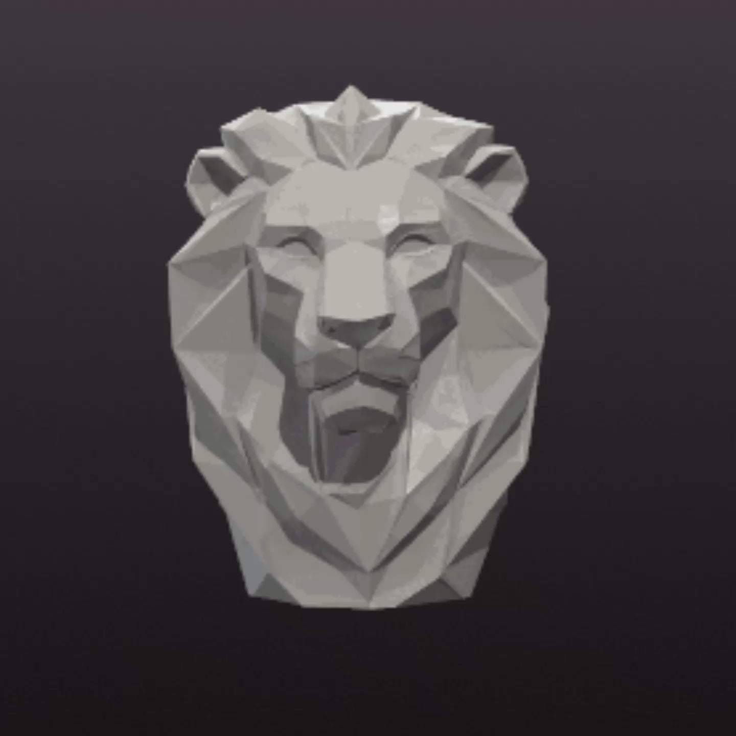 Low Poly Lion Head STL Modern Geometric Animal Sculpture