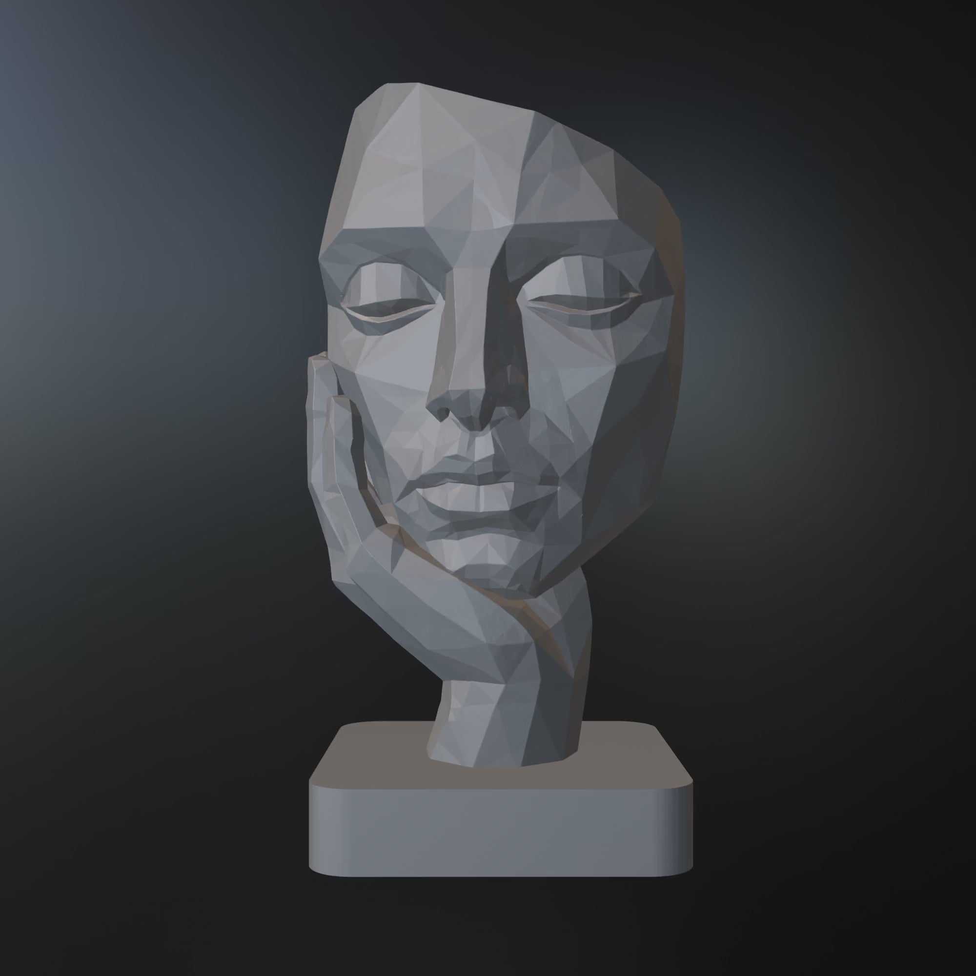 Low Poly Face Sculpture STL File for 3D Printing Modern Abstract Decor