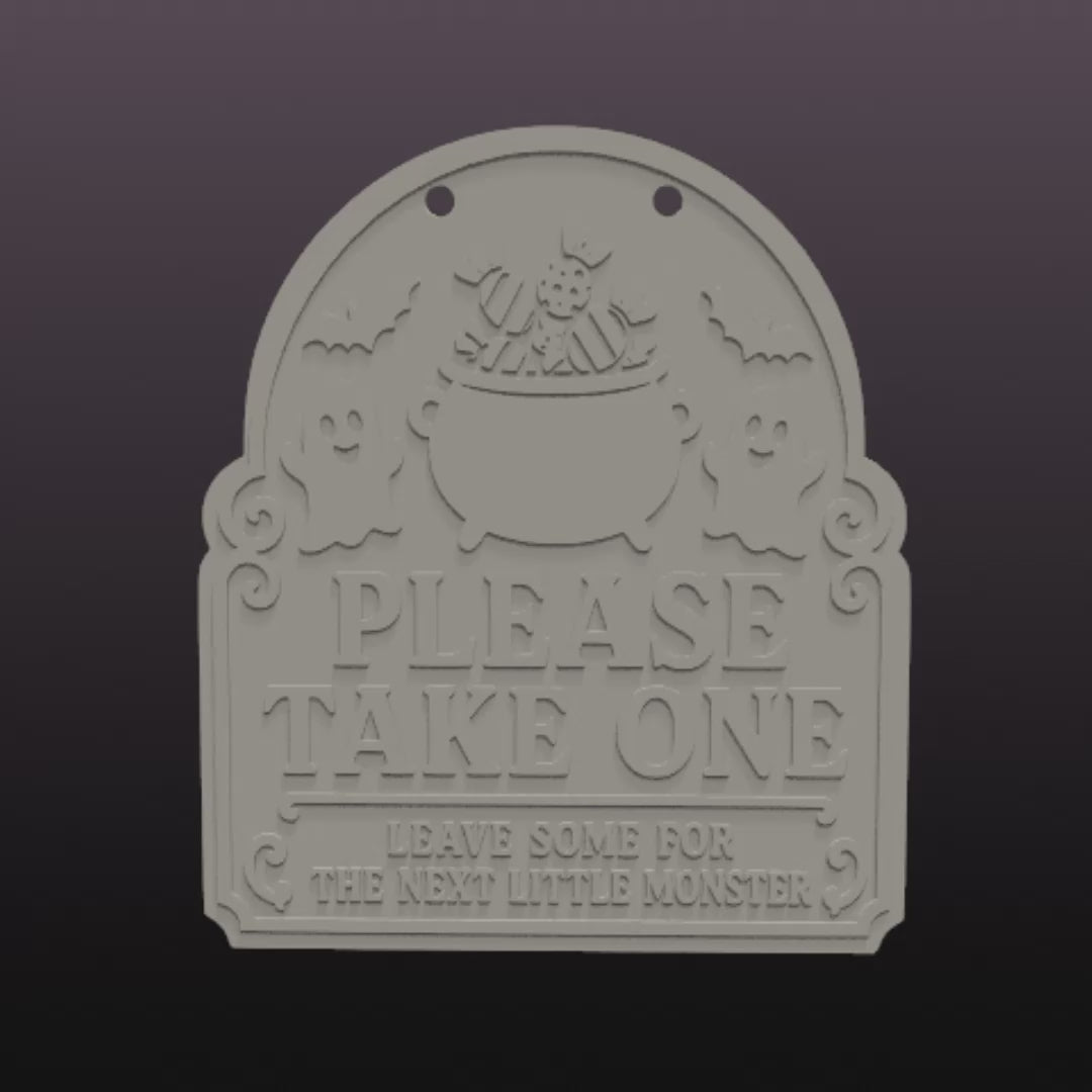 Please Take One Halloween Candy Sign STL and Height-Colored 3MF