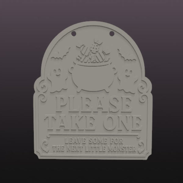 Please Take One Halloween Candy Sign STL and Height-Colored 3MF