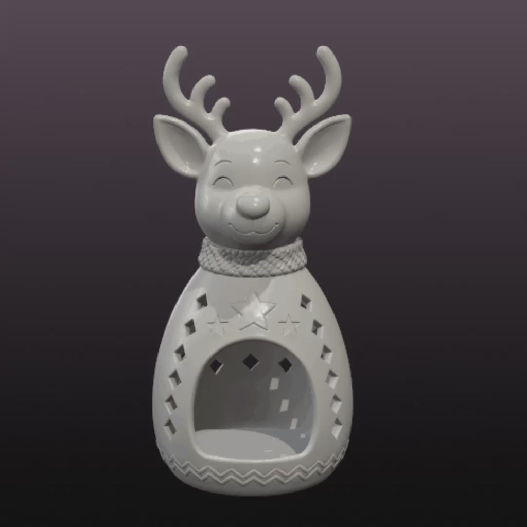 Christmas Reindeer LED Tealight Holder STL File – 3D Printable Holiday Lantern Decor