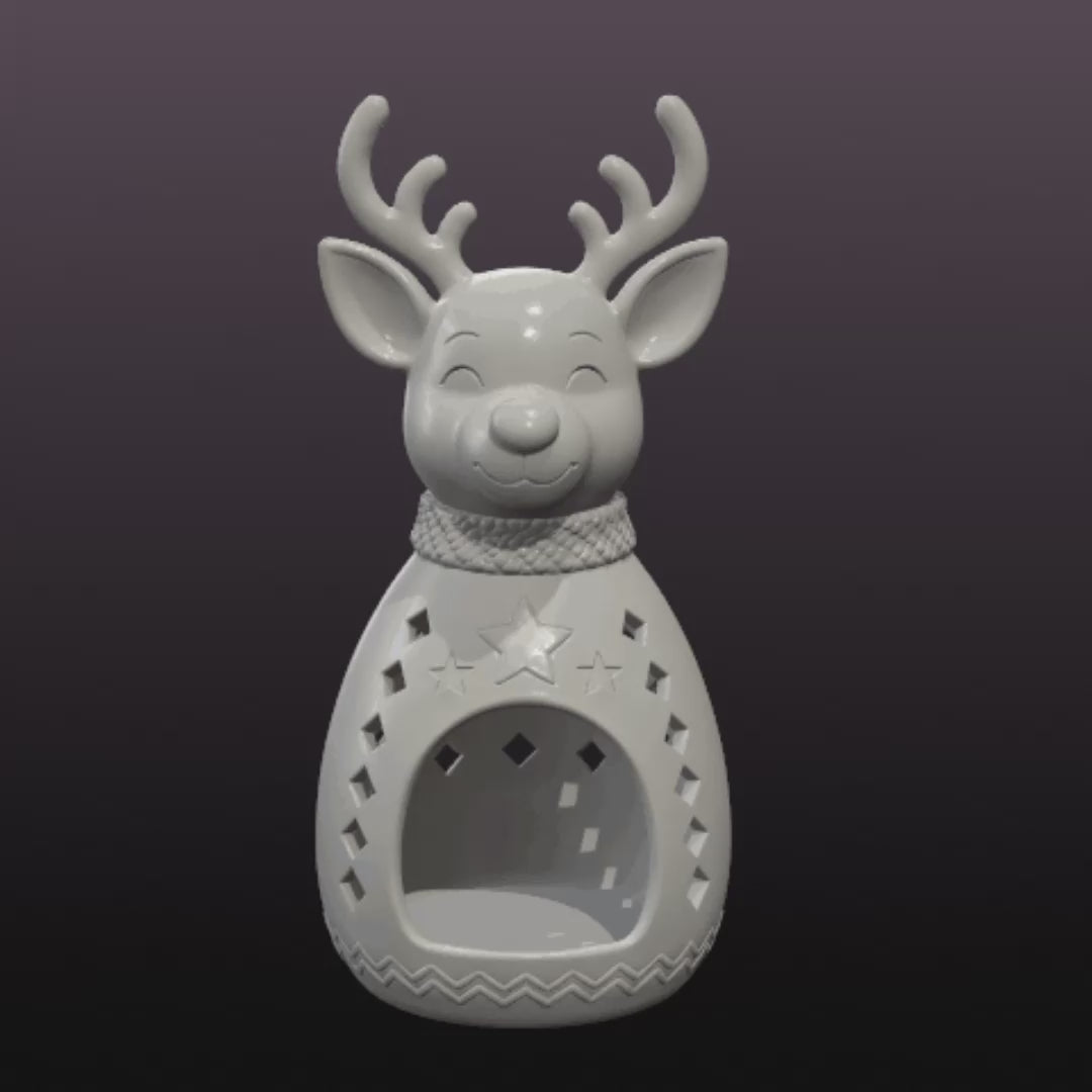 Christmas Reindeer LED Tealight Holder STL File – 3D Printable Holiday Lantern Decor