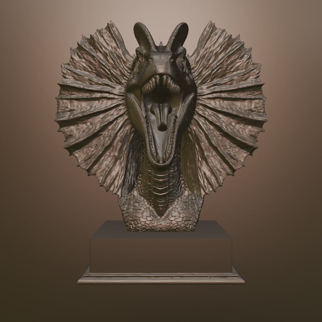 Dilophosaurus Bust STL – Jurassic Dinosaur Sculpture for 3D Printing