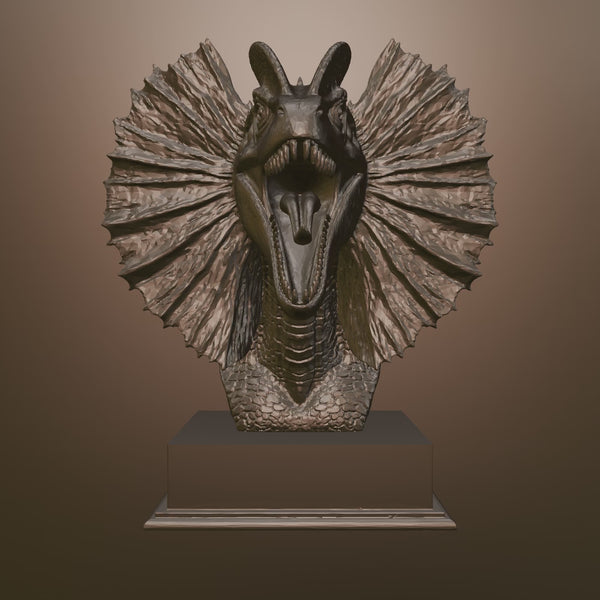 Dilophosaurus Bust STL – Jurassic Dinosaur Sculpture for 3D Printing