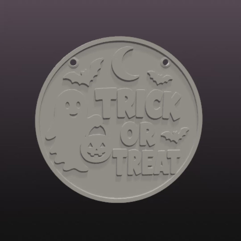 Halloween Door Sign STL & 3MF – Trick or Treat 3D Print File