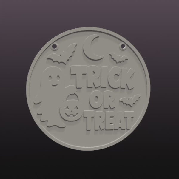 Halloween Door Sign STL & 3MF – Trick or Treat 3D Print File
