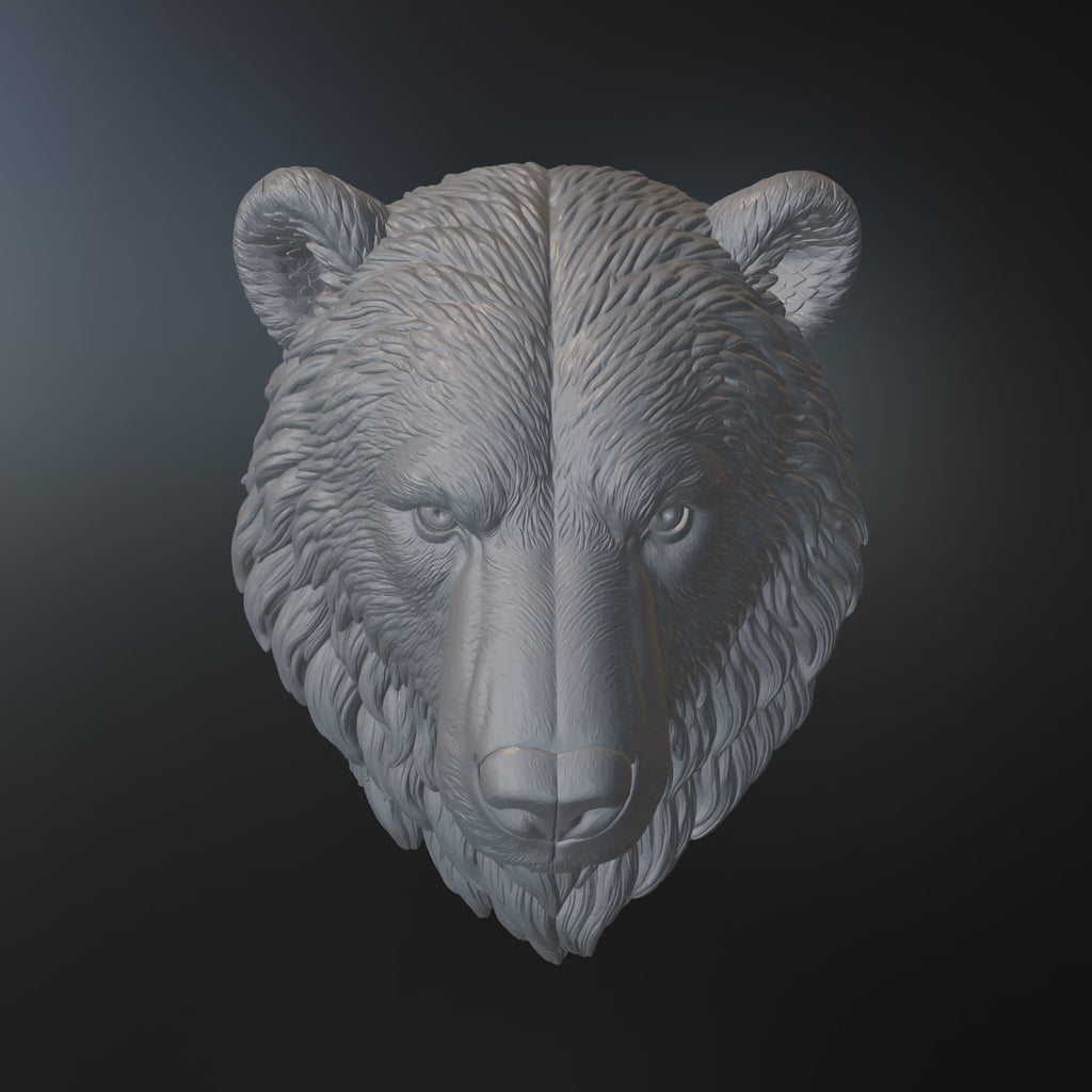 Bear Wall Art STL File for 3D Printing – Rustic Wildlife Decor