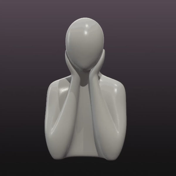 Head in Hands Statue STL – Minimalist Reflective Figure for 3D Printing
