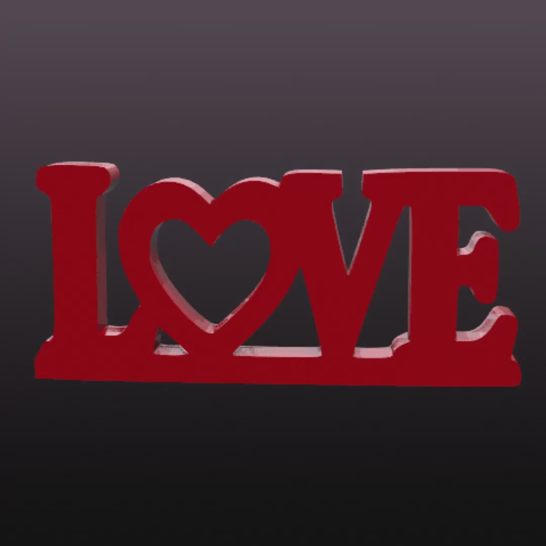 LOVE Sign STL File – Freestanding Heart Word Home Decor for 3D Printing