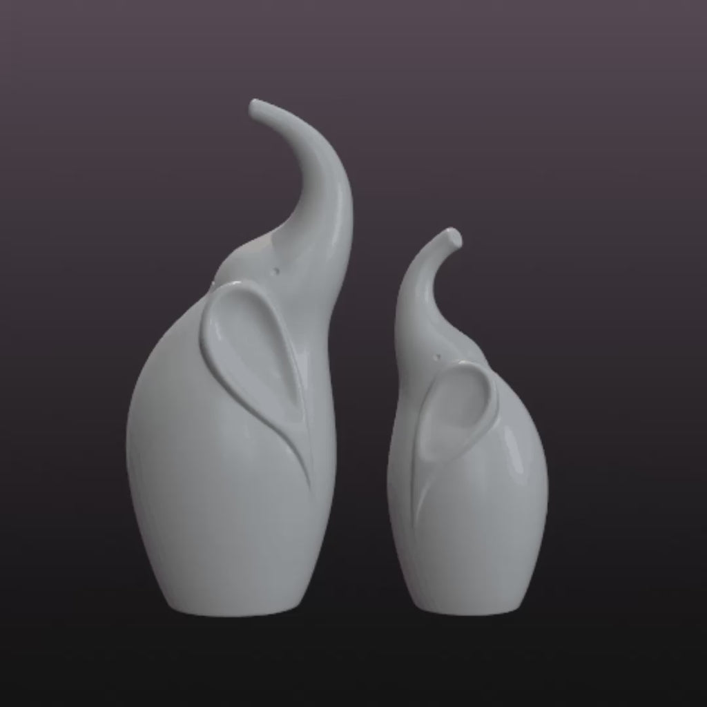 Modern Elephant Decor Set STL Files – 2 Minimalist Elephant Statues for 3D Printing