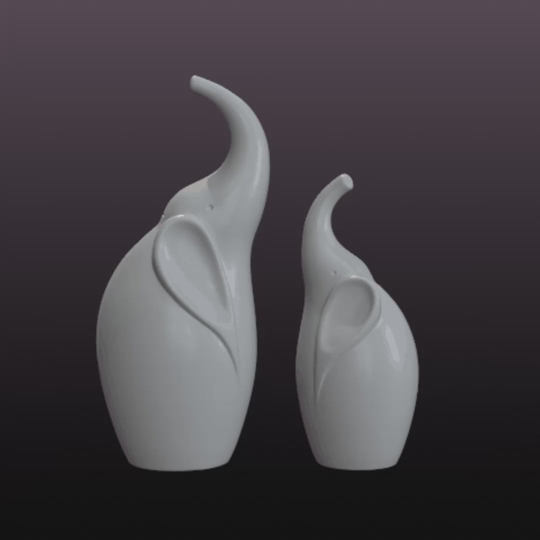 Modern Elephant Decor Set STL Files – 2 Minimalist Elephant Statues for 3D Printing