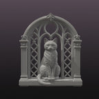 Black Cat Gothic Window STL File – Halloween Wall Decor 3D Print Model