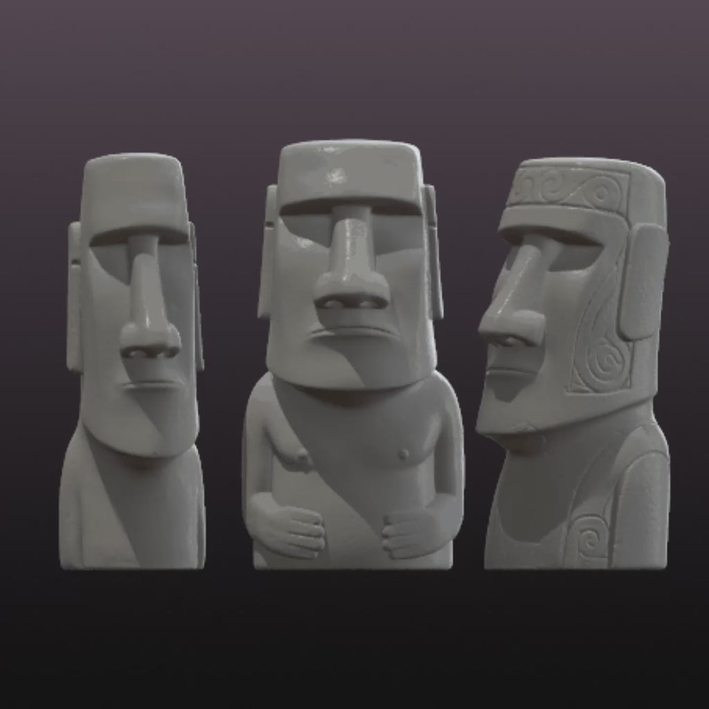 Moai Statue Set STL – Easter Island Sculpture 3D Print File