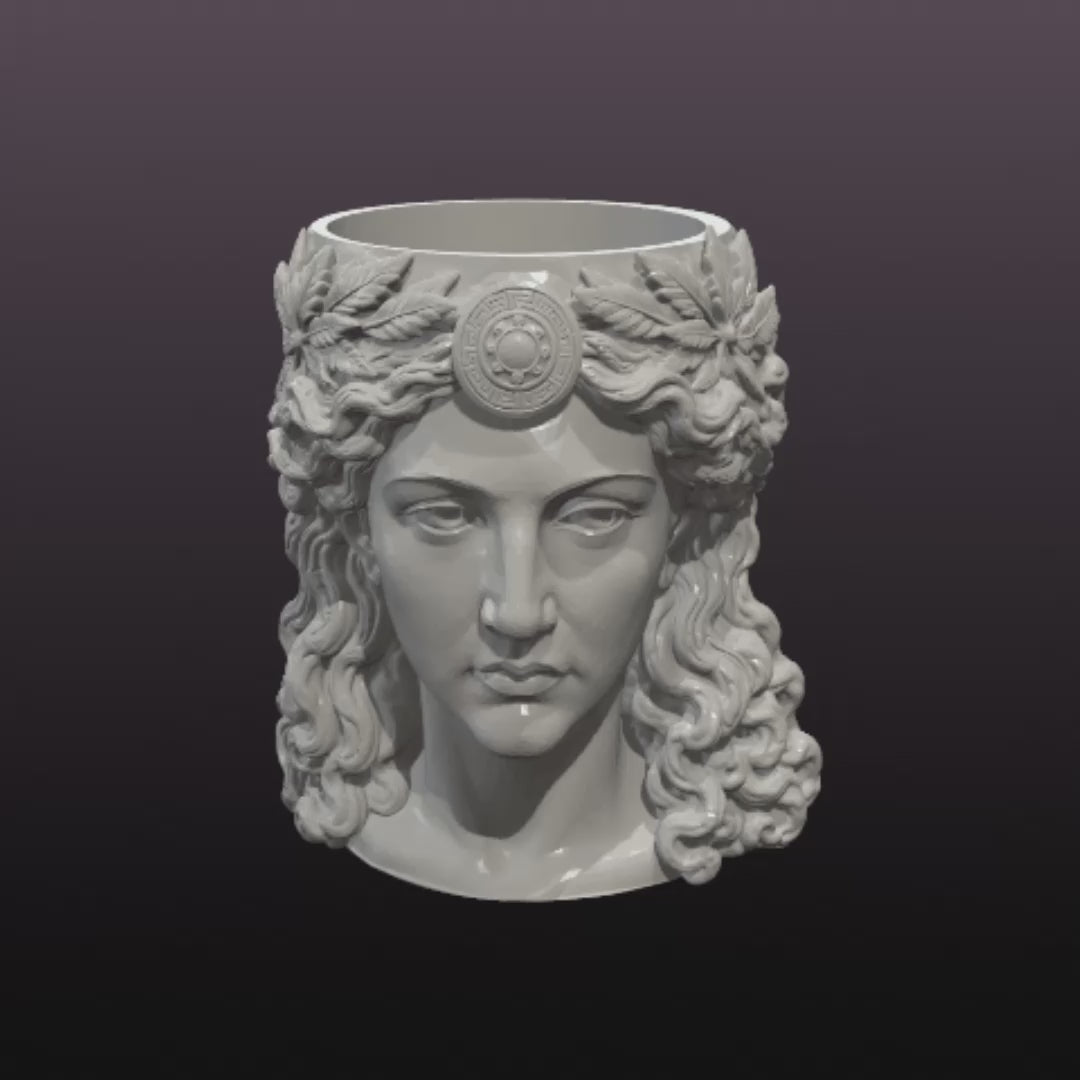 Greek Goddess Planter & Desk Organizer STL Set – Classical Female Bust Pencil Holder 3D Print