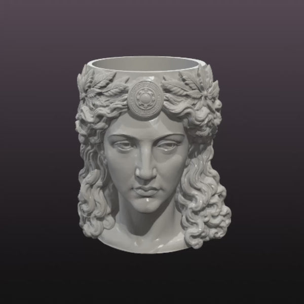 Greek Goddess Planter & Desk Organizer STL Set – Classical Female Bust Pencil Holder 3D Print