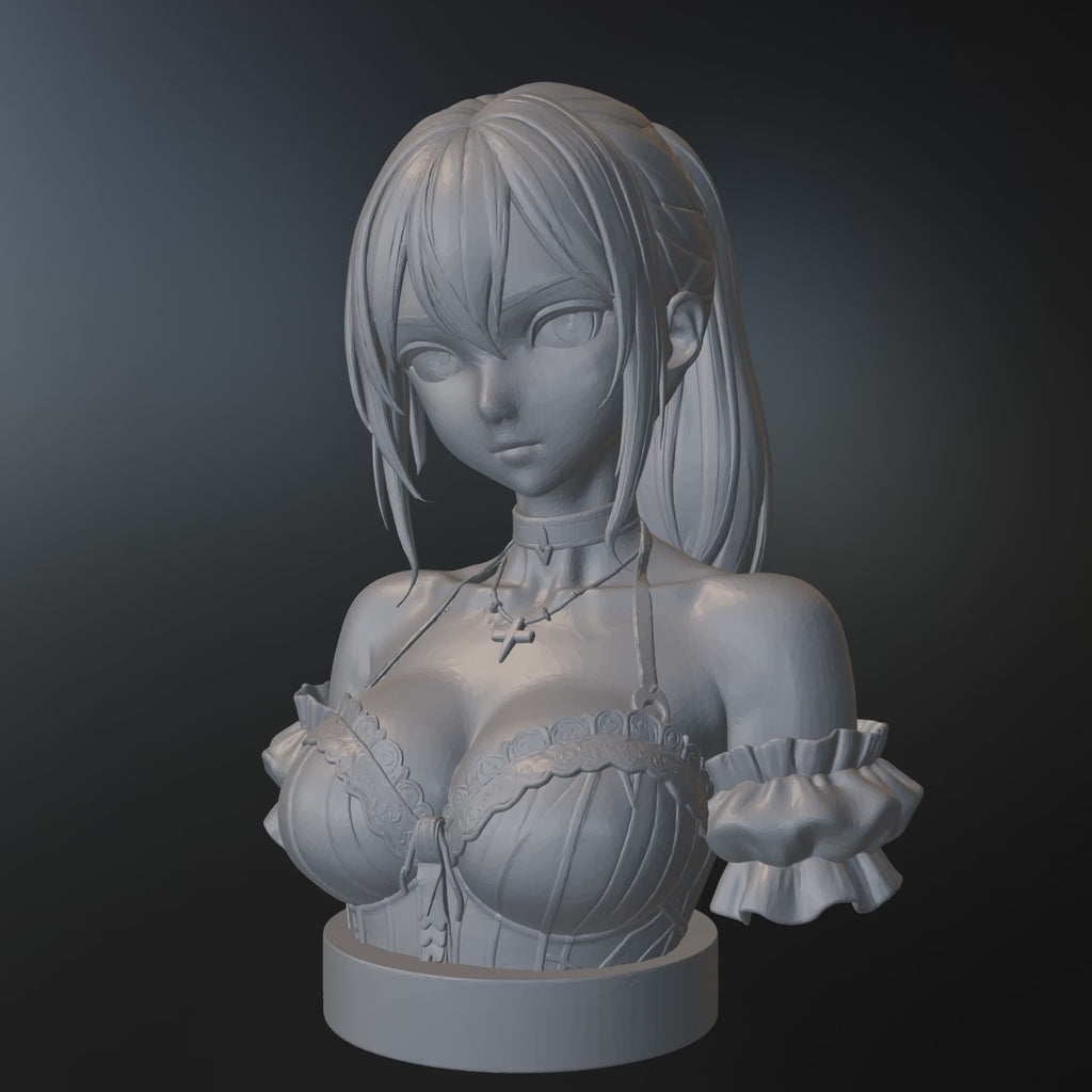 Anime Girl Bust STL – Detailed Sculpture 3D Print File - Display Model