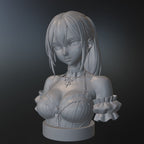 Anime Girl Bust STL – Detailed Sculpture 3D Print File - Display Model