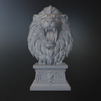 Royal Lion Bust STL – Roaring Medieval Sculpture 3D Print File