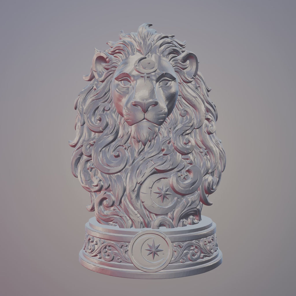 3D print preview of lion sculpture