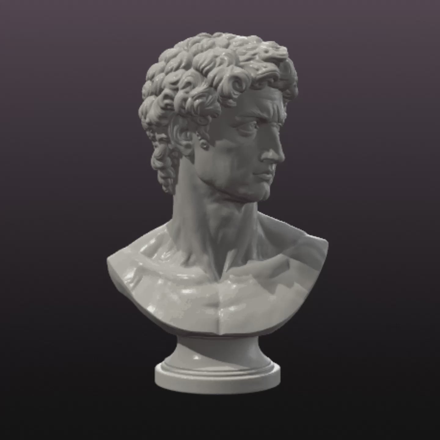 David Bust STL File Classical Sculpture Statue 3D Print Model Decor