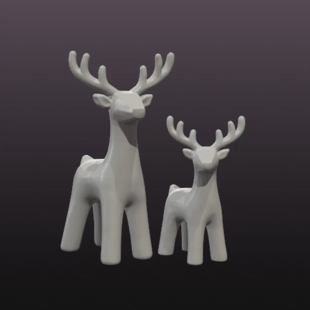 Low-Poly Reindeer STL Set – 2 Christmas Deer 3D Print Files