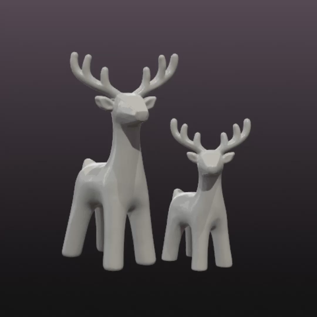 Low-Poly Reindeer STL Set – 2 Christmas Deer 3D Print Files