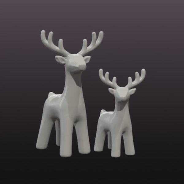 Low-Poly Reindeer STL Set – 2 Christmas Deer 3D Print Files