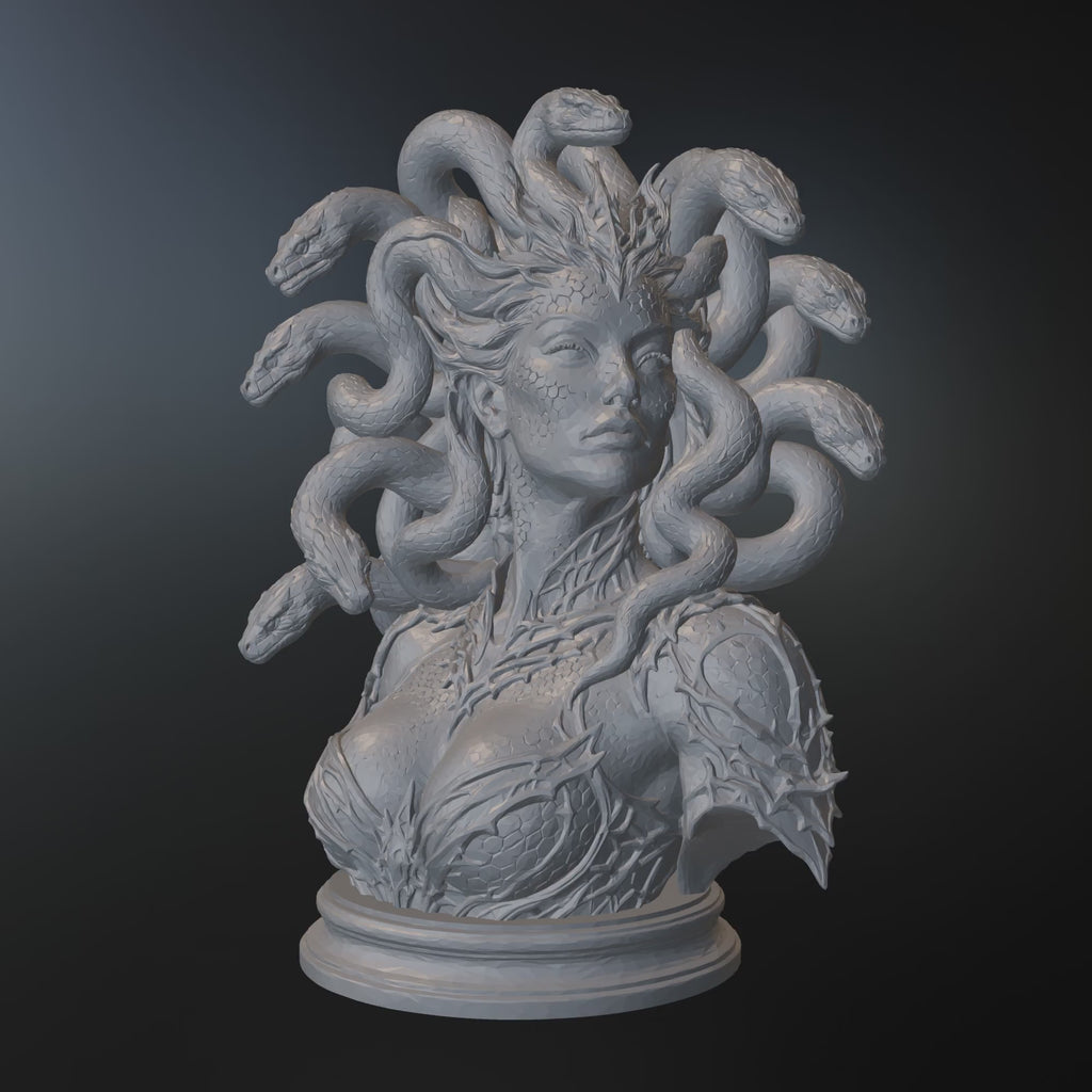 Medusa Queen Bust STL File for 3D Printing Mythological Sculpture