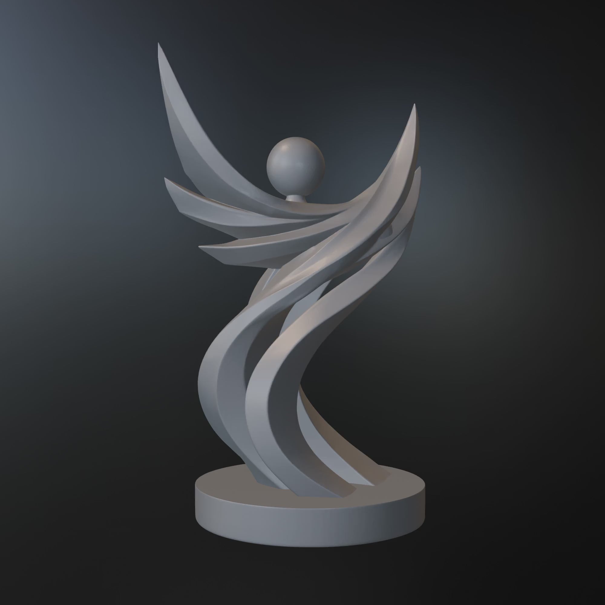 Abstract Freedom Sculpture STL – Modern Minimalist Decor 3D Print - Flowing Art Statue STL
