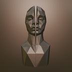 Split Face Sculpture STL – Modern Abstract Head 3D Print Decor