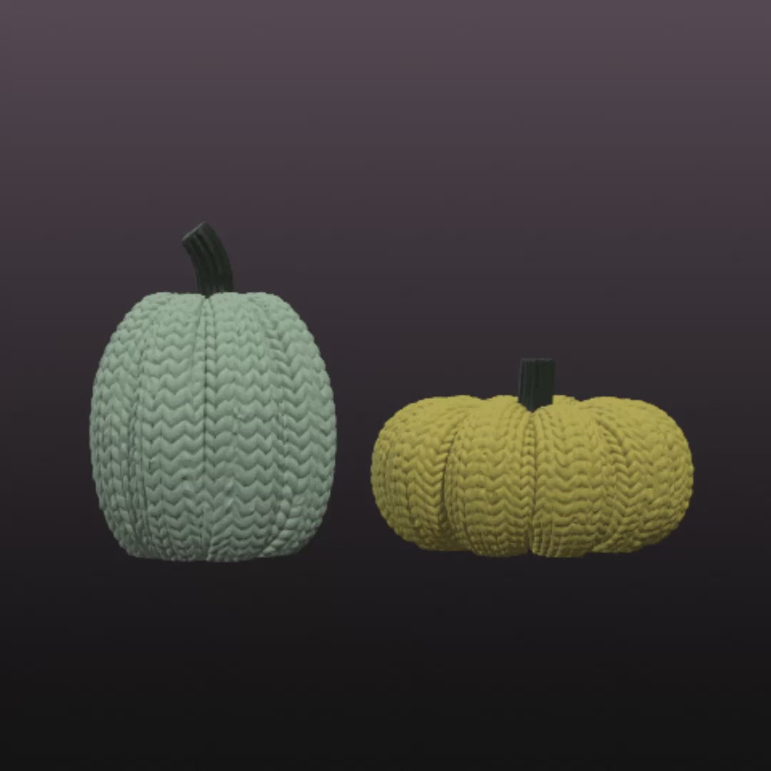 Knitted Pumpkin Set STL Files – Two Cozy Fall Decor Pumpkins for 3D Printing