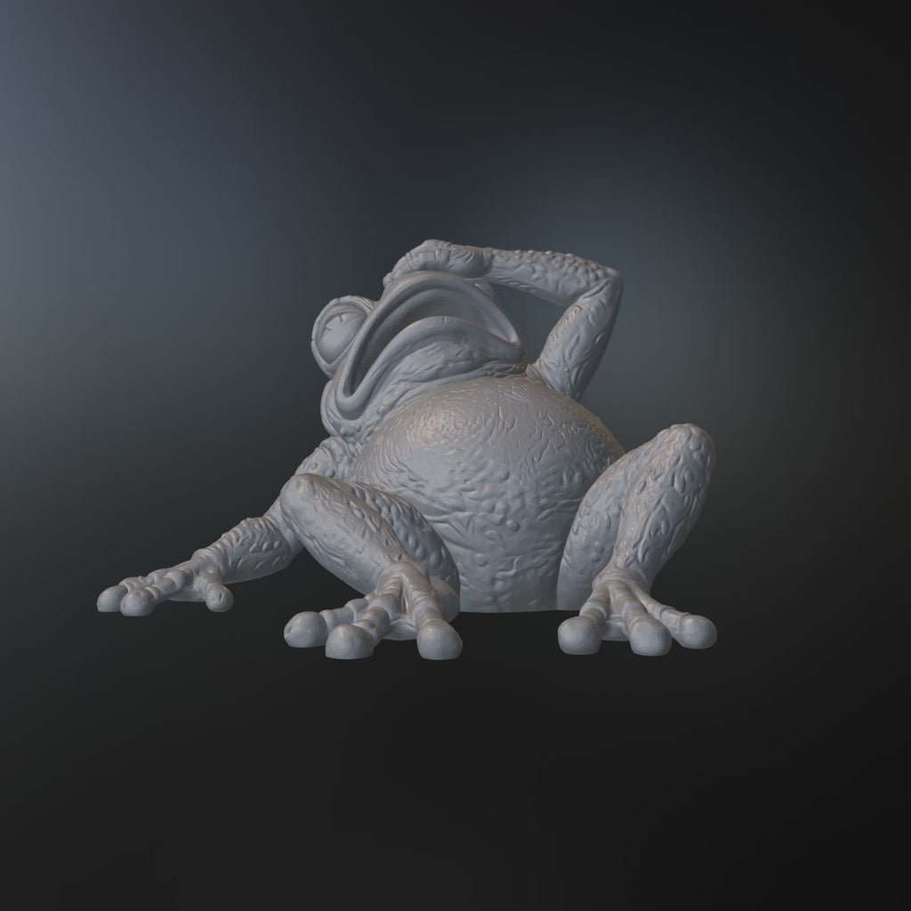 Tired Frog STL File – Funny Frog Sculpture for 3D Printing