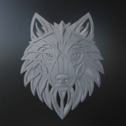 Geometric Wolf Wall Art STL File – Modern Wolf Head 3D Print
