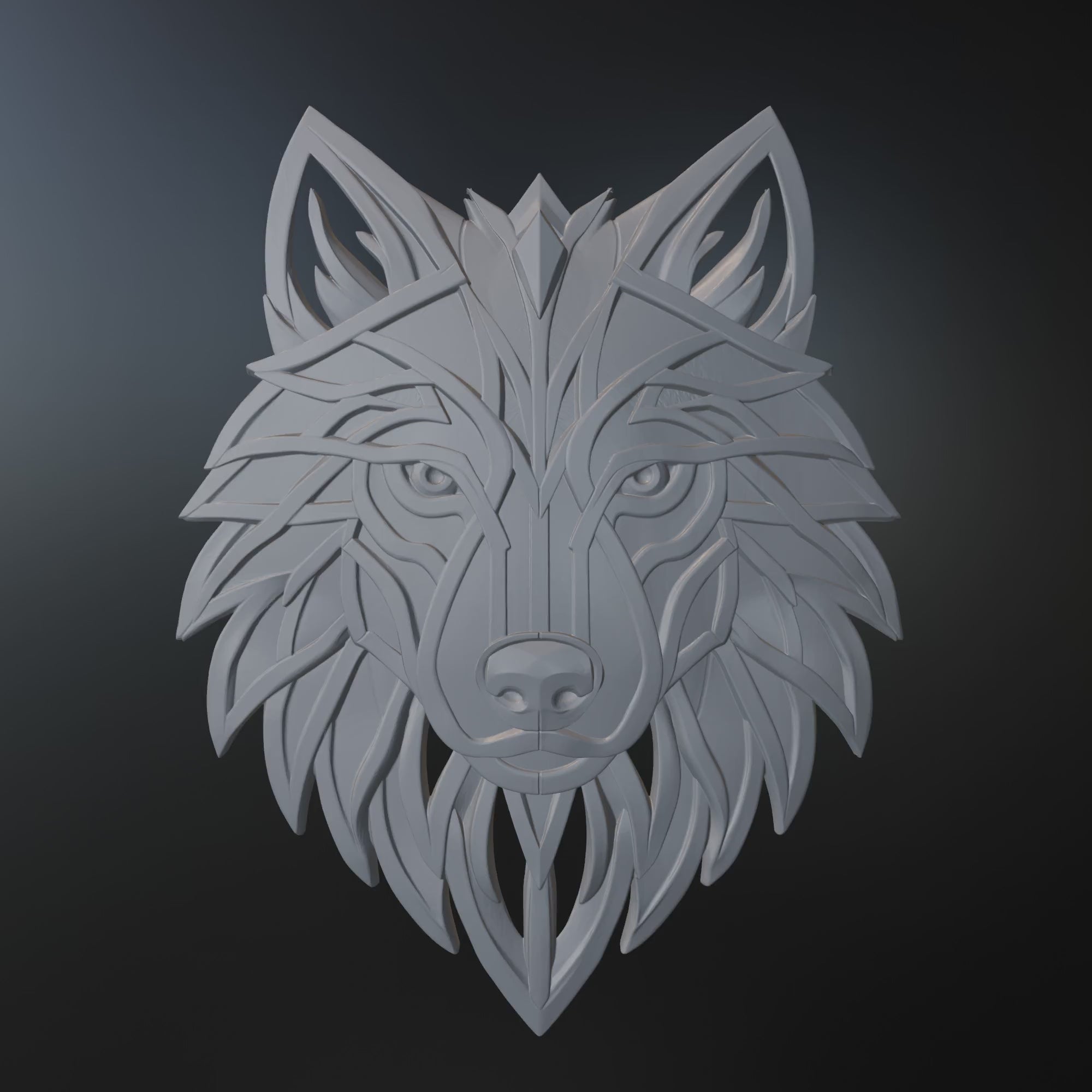 Geometric Wolf Wall Art STL File – Modern Wolf Head 3D Print