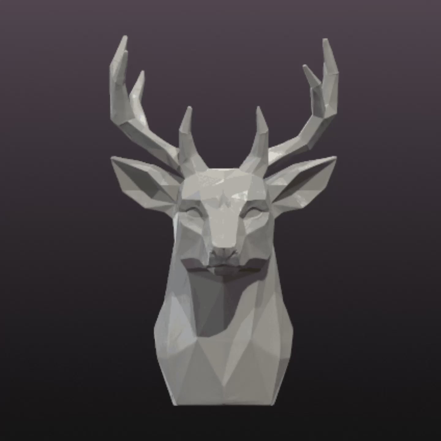 Geometric Deer Bust STL Low Poly Deer Sculpture 3D Print File