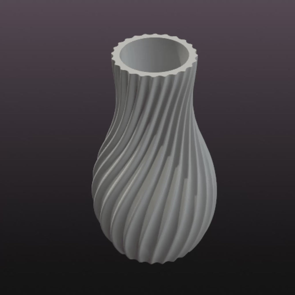 Spiral Vase STL File – Modern Ribbed Home Decor 3D Print Model