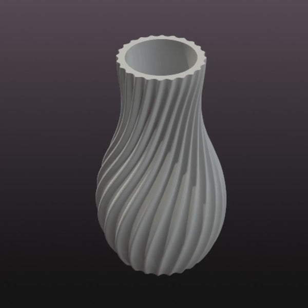 Spiral Vase STL File – Modern Ribbed Home Decor 3D Print Model