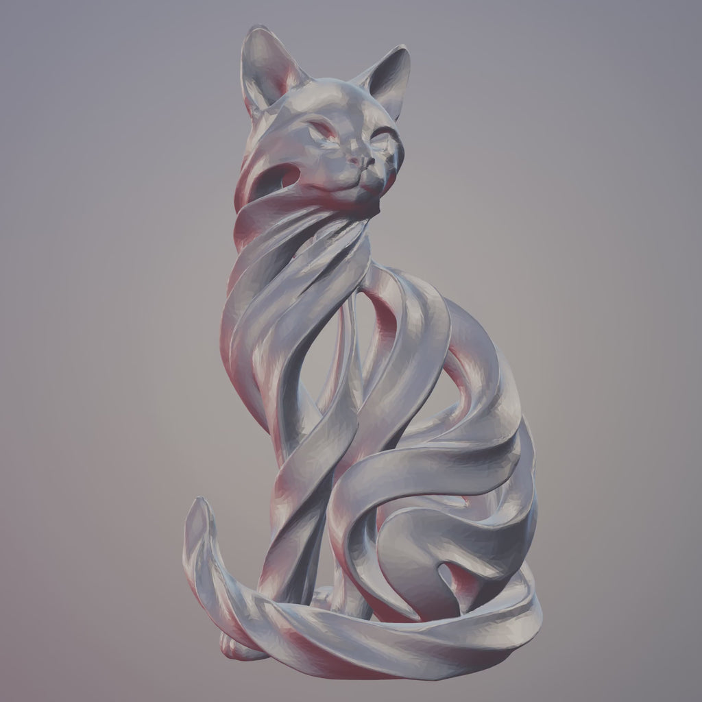 Geometric Feline Spirit STL – High-Detail Modern Cat Sculpture