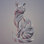 Geometric Feline Spirit STL – High-Detail Modern Cat Sculpture