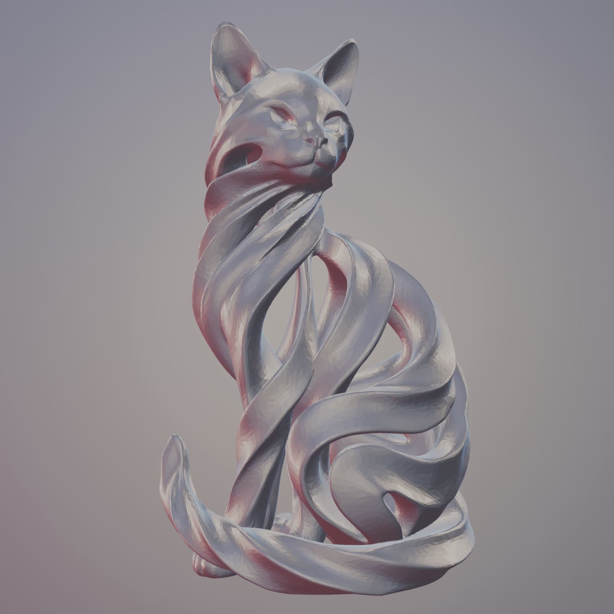 Geometric Feline Spirit STL – High-Detail Modern Cat Sculpture