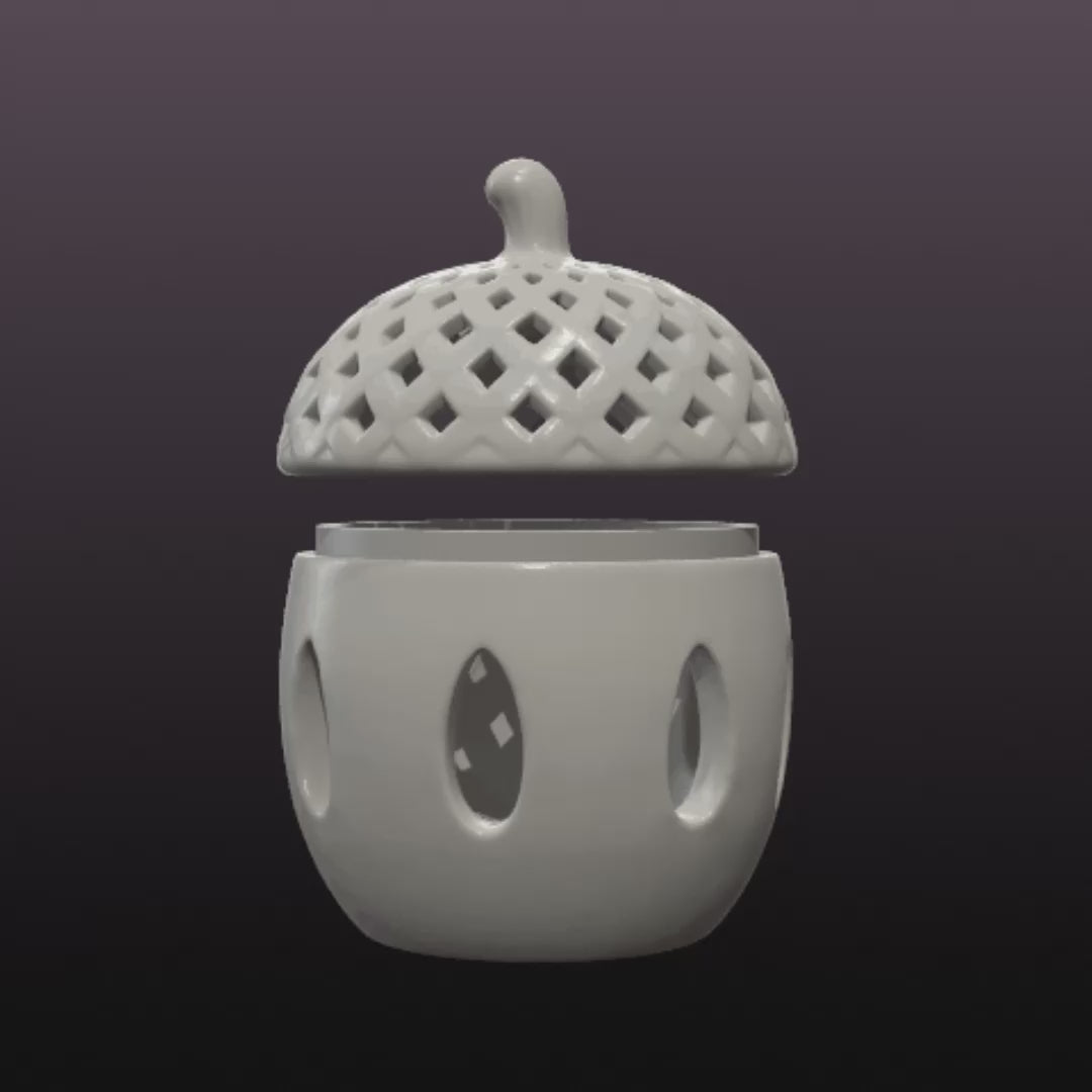 Acorn LED Tealight Holder STL – Support-Free Autumn Lantern 3D Print File