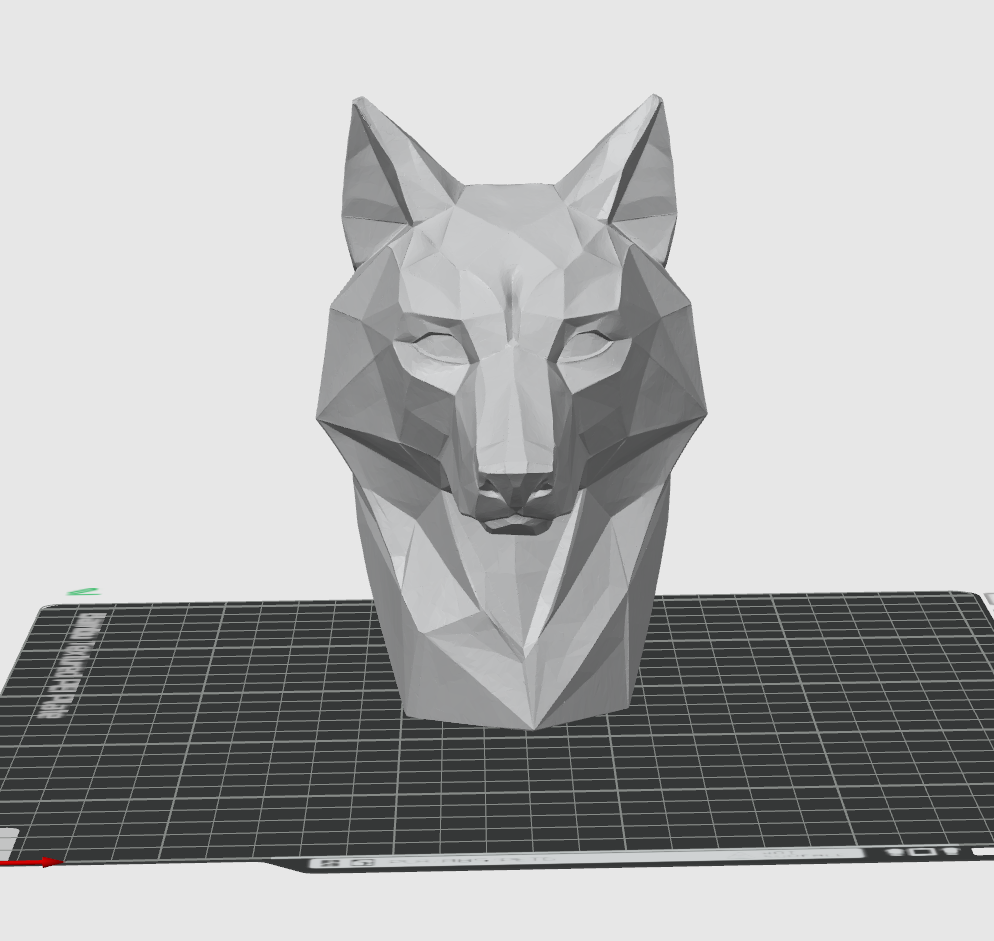 Low Poly Wolf Bust STL File for 3D Printing – Modern Geometric Animal Sculpture