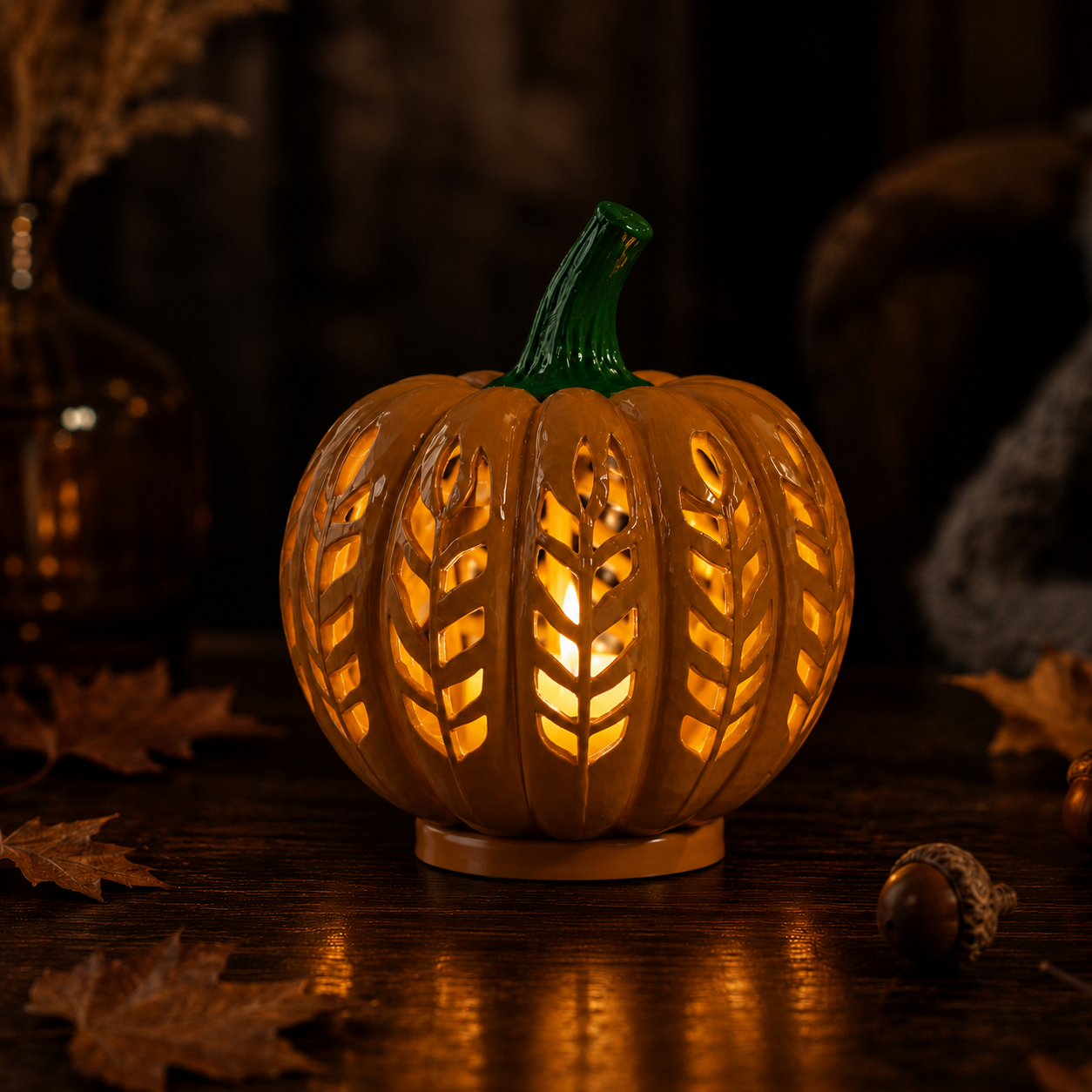 Pumpkin Tealight Holder STL | Halloween LED Candle Lantern 3D Print File Main image
