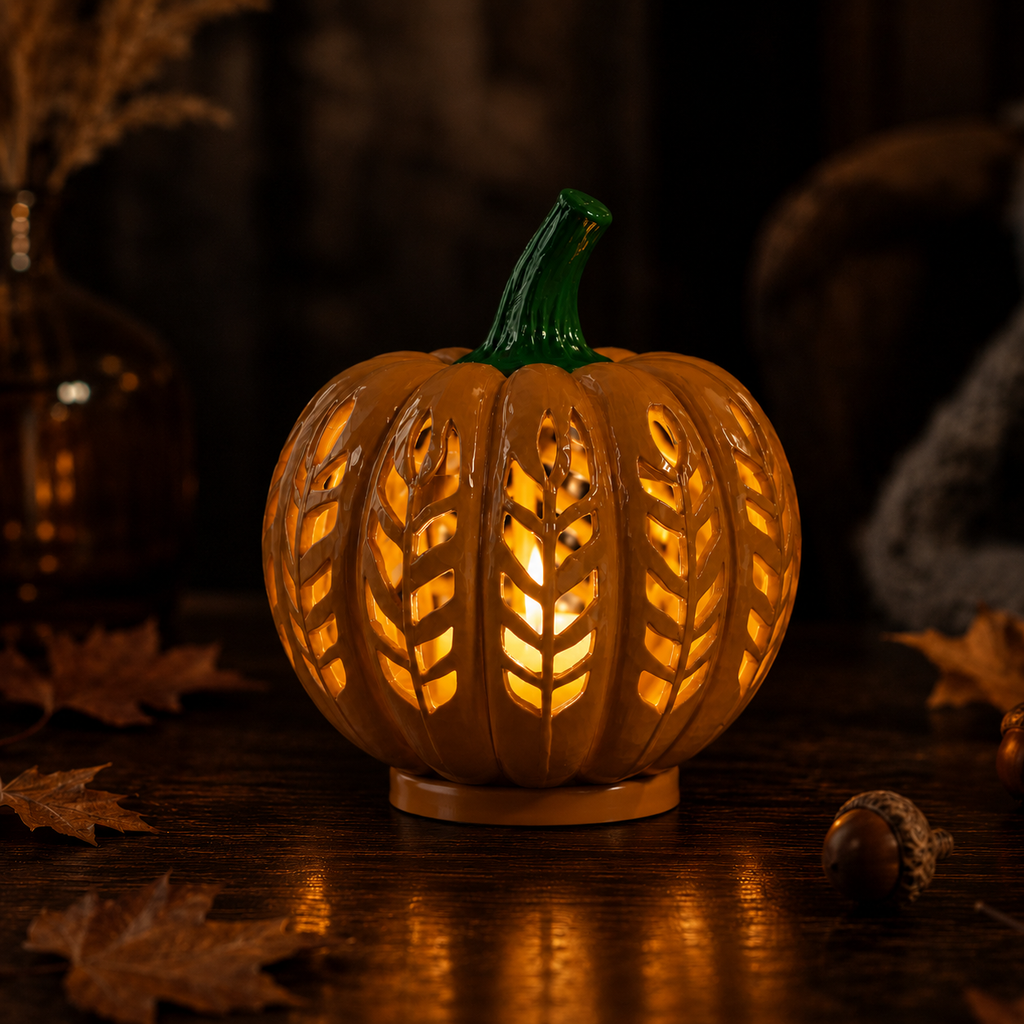Pumpkin Tealight Holder STL | Halloween LED Candle Lantern 3D Print File