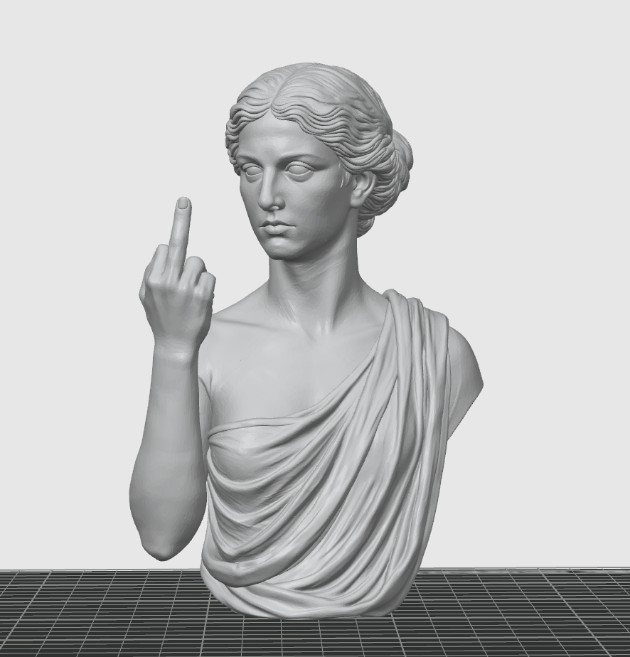 Rebellious Classical Bust STL – Modern Attitude Sculpture for 3D Printing