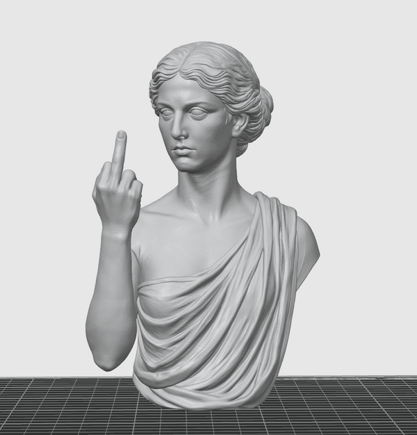 Rebellious Classical Bust STL – Modern Attitude Sculpture for 3D Printing