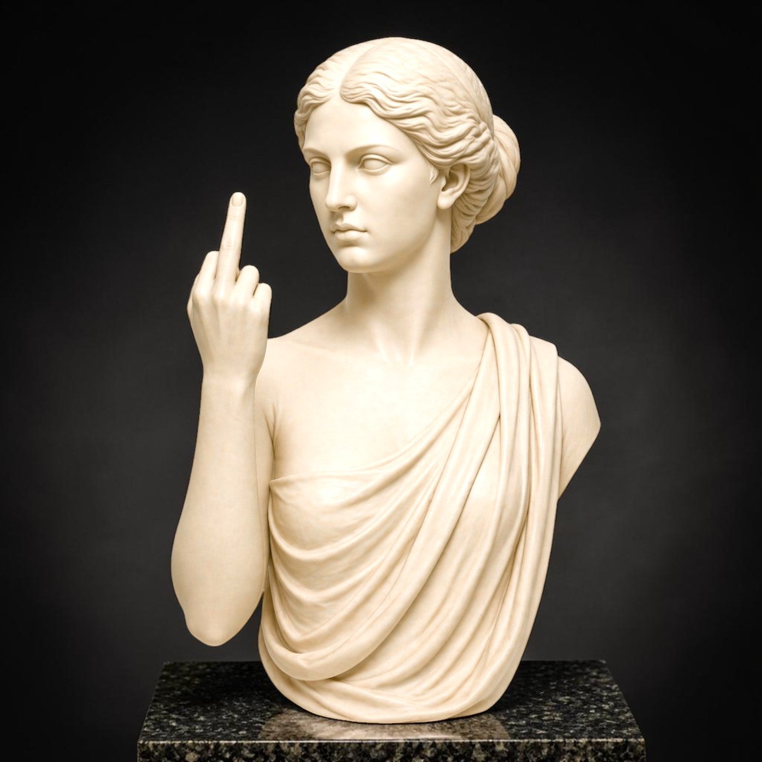 Rebellious Classical Bust STL – Modern Attitude Sculpture for 3D Printing
