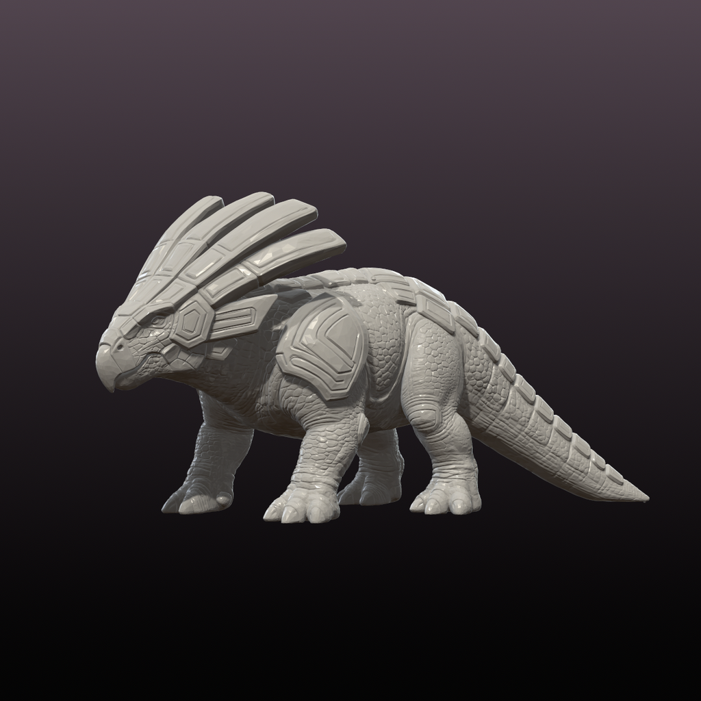 Fantasy Armored Dinosaur STL File | Relic Crownback 3D Print Model