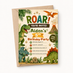 Roar Dinosaur Birthday Invitation Canva Template | Editable Kids Dino Party Invite