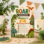 Roar Dinosaur Birthday Invitation Canva Template | Editable Kids Dino Party Invite
